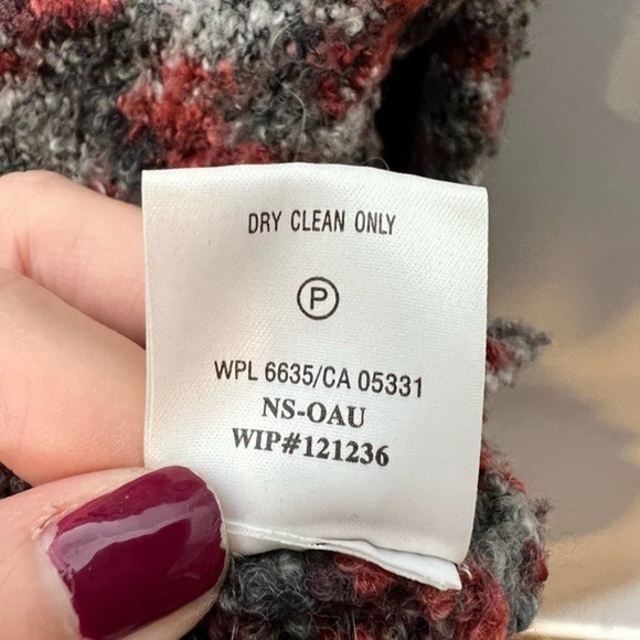 Woolrich Womens Cardigan Sweater Gray Red Marled Long Sleeve Mock Neck Med - Picture 10 of 10